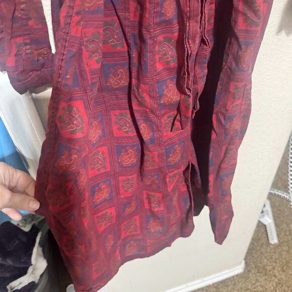 State O Maine Robe Mens S/M burgundy red paisley belted lightweight VTG 1950s - Picture 5 of 8